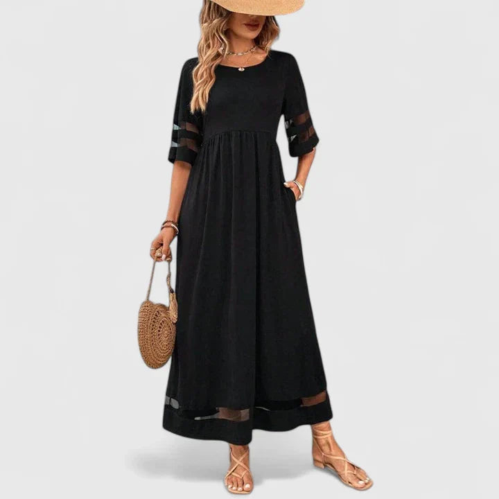 Bellatrixe | Empire Waist Midi Dress with Flutter Sleeves