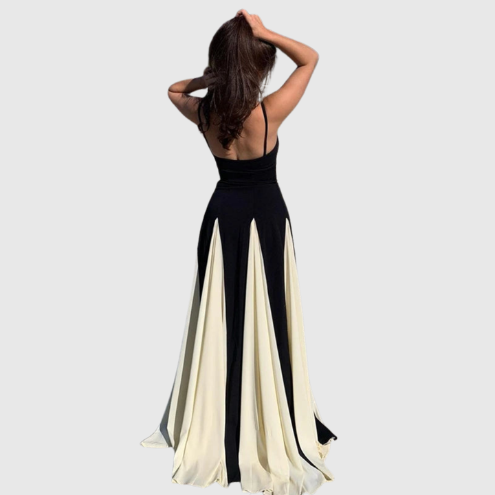 Coralie | Black Cream Empire Waist Maxi Dress