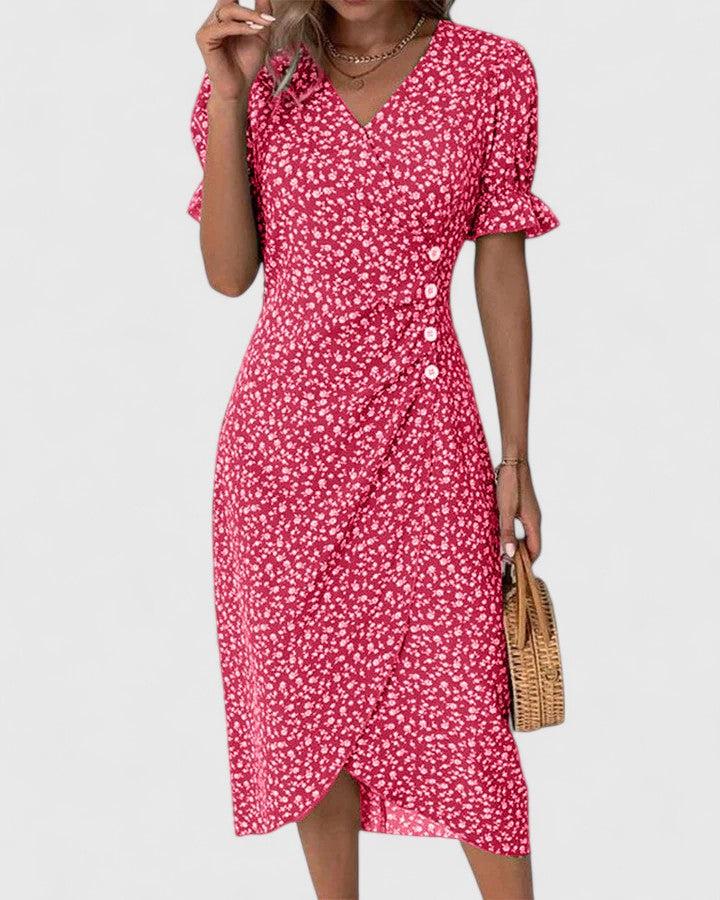 Greer | Ditsy Floral Midi Dress with Buttons