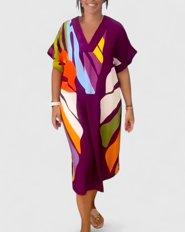 Trudy | Leaf Print Comfort Dress