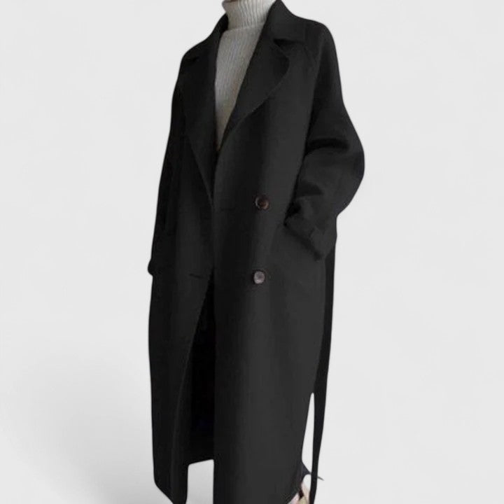Arlene | Oversized Longline Wool Coat with Lapel