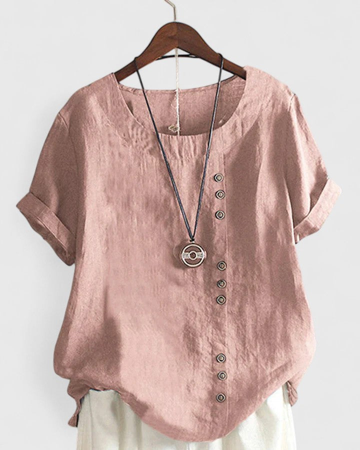 Gladys | Short Sleeve Button Blouse
