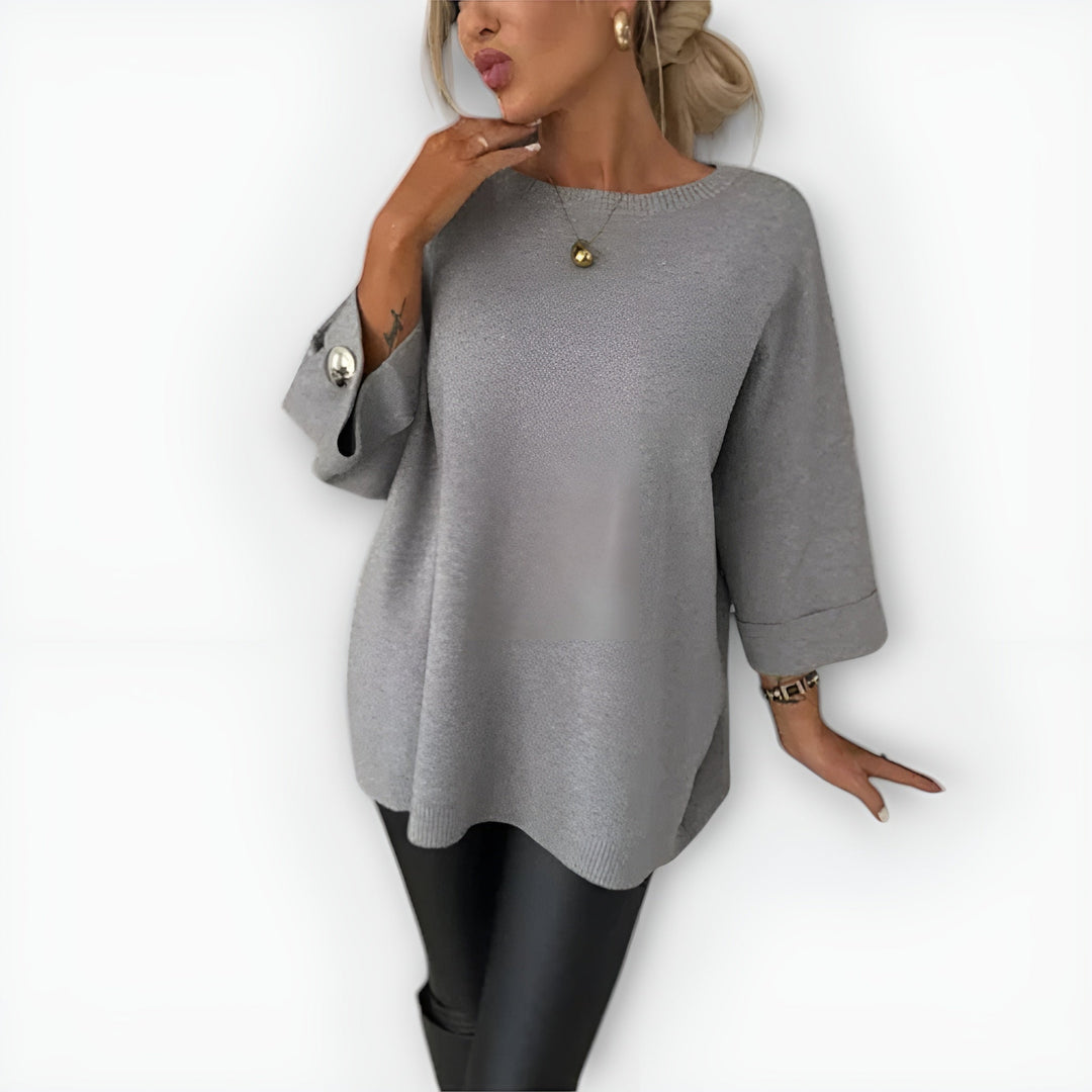 Gail | Long Sleeve Sweater with Button Cuffs