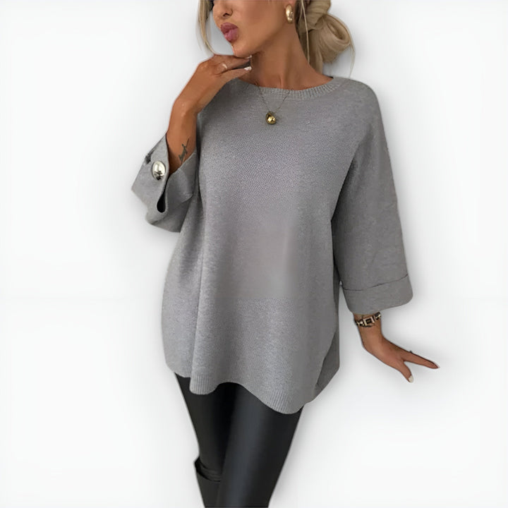 Gail | Long Sleeve Sweater with Button Cuffs