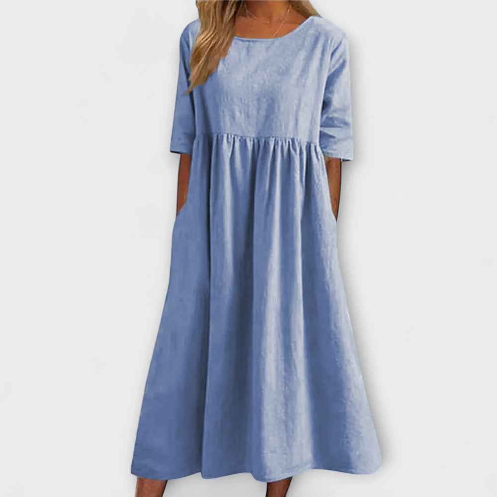 Celestina | Half Sleeve Empire Waist Dress with Pockets