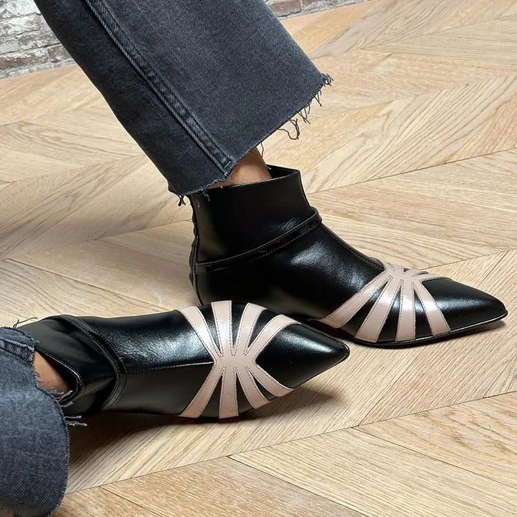 Griselda | Black Pointed-Toe Chelsea Boots with Cutouts