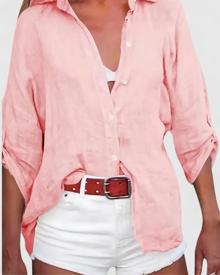 Doris | Loose Linen Button-Up Shirt for Women