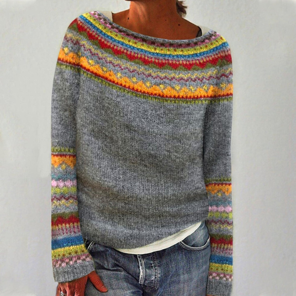 Gia | Fair Isle Sweater with Geometric Knit Pattern