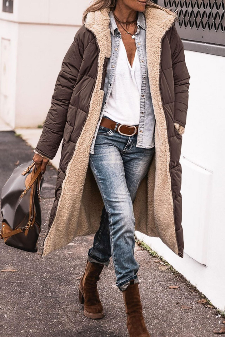 Nadine | Reversible Sherpa Lined Long Puffer Coat