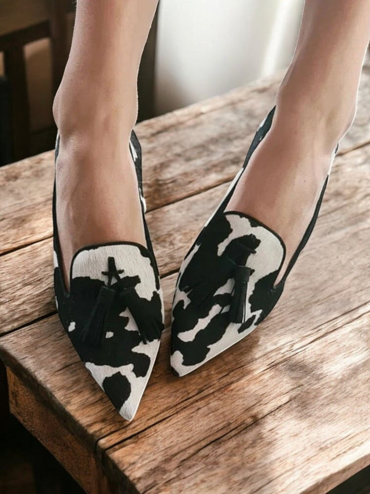 Adrienne | Animal Print Tassel Loafers Pointed Toe
