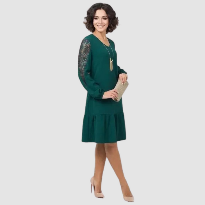 Lowri | Lace Sleeve Midi Dress
