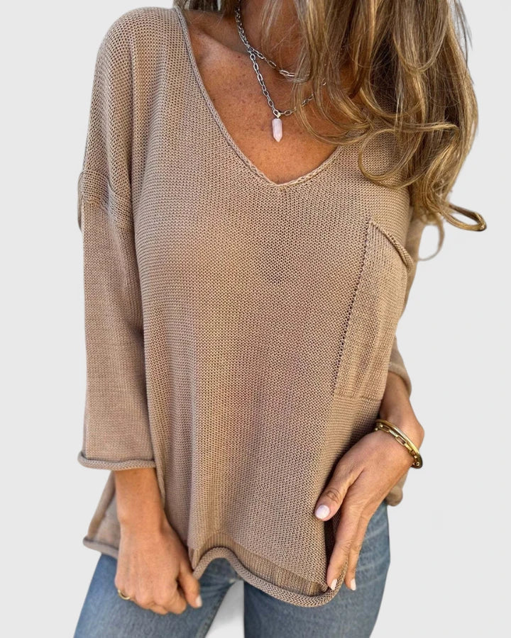 Pamela | V-Neck Pocket Top