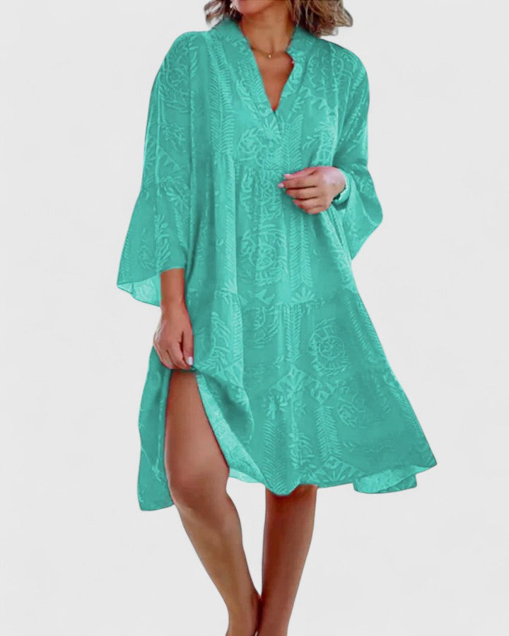 Briony | Bohemian Print Bell Sleeve Mini Dress