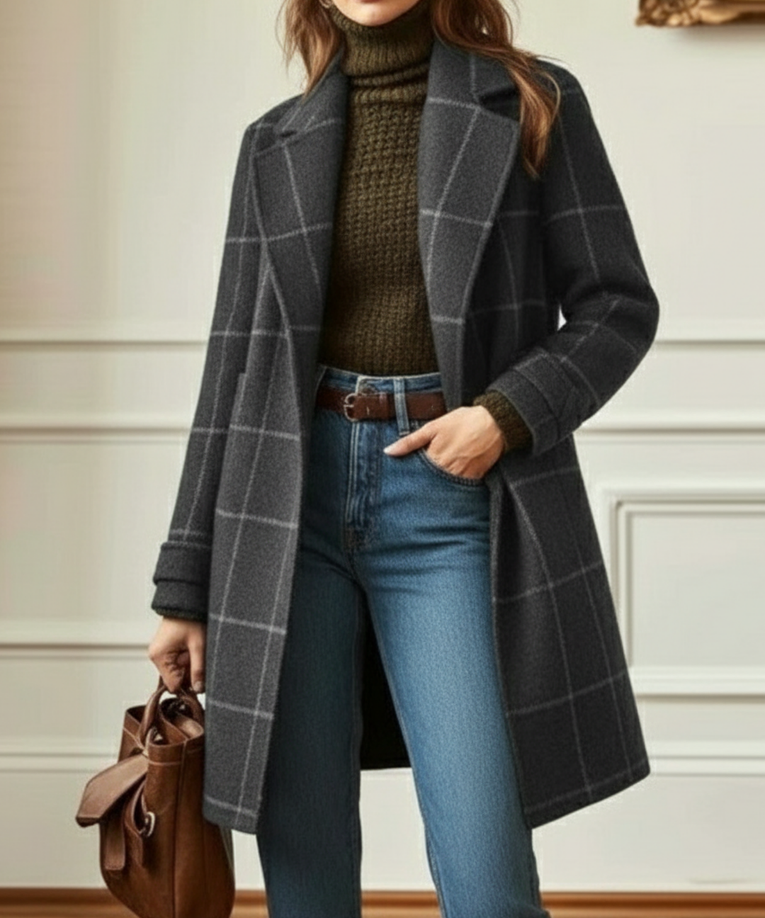 Dodie | Wool Check Long Coat