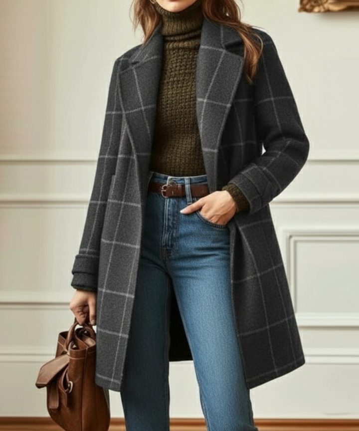 Dodie | Wool Check Long Coat