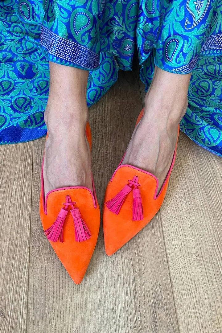 Chimene | Pointed-Toe Tassel Loafers with Metallic Detail