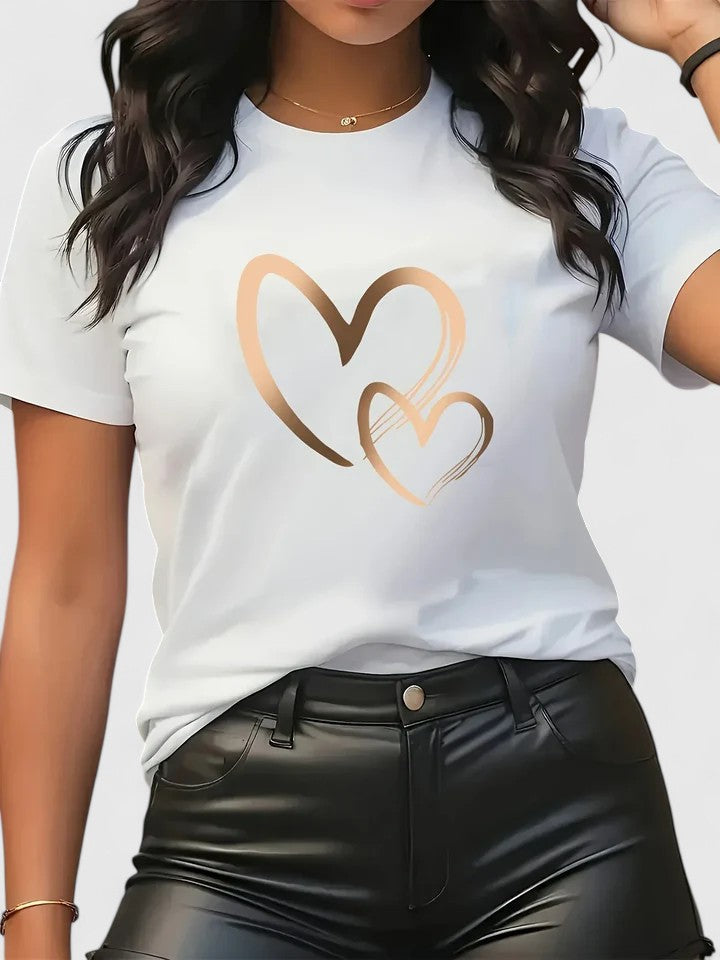 Onella | Heart Print Graphic Tee Short Sleeve