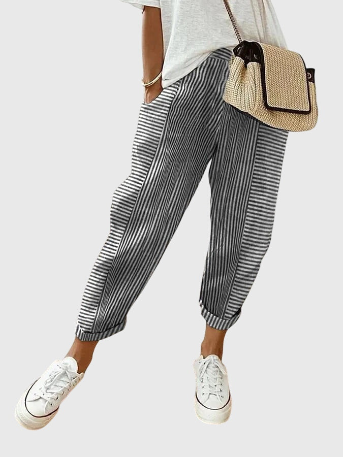Selah | Striped Capri Pants with Side Pockets