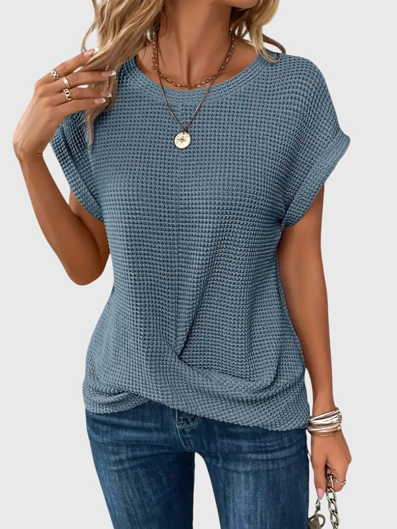 Margo | Waffle Knit Top with Short Sleeves