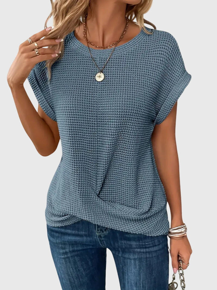 Margo | Waffle Knit Top with Short Sleeves