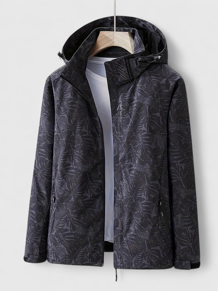 Minka | Tropical Leaf Print Waterproof Jacket Hooded