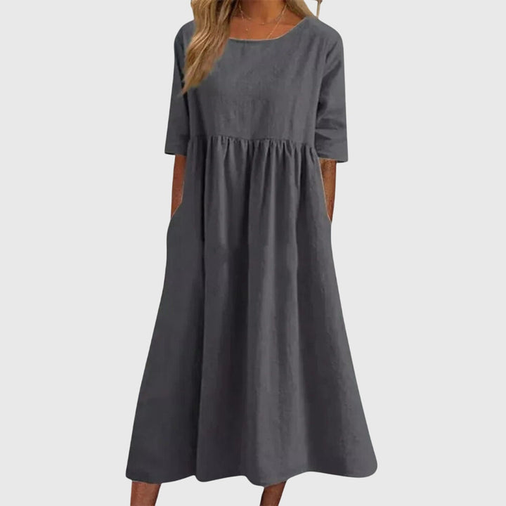Lila | Short Sleeve Empire Waist Midi Dress