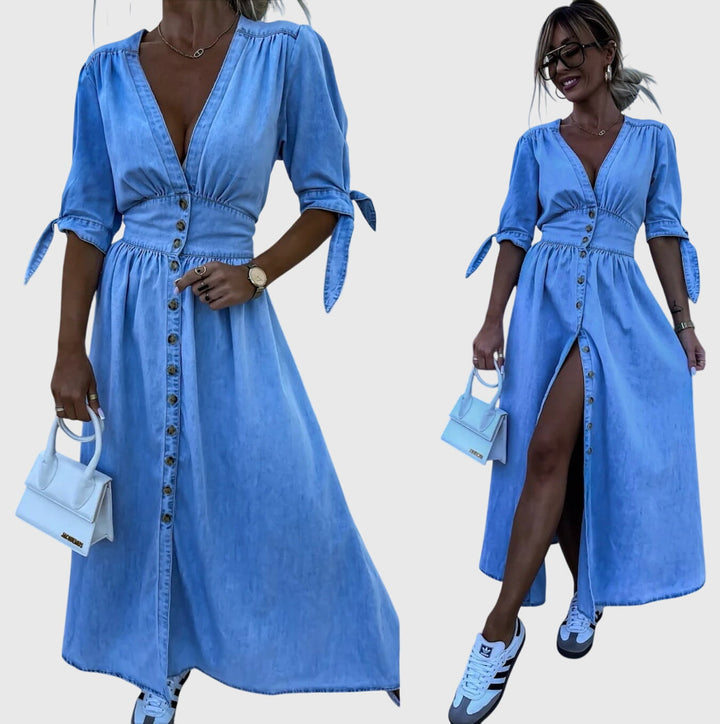 Annamarie | Elegant Denim Midi Dress