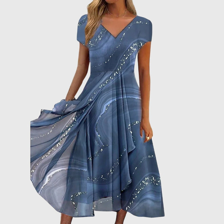 Coralina | Swirl Print Empire Waist Midi Dress