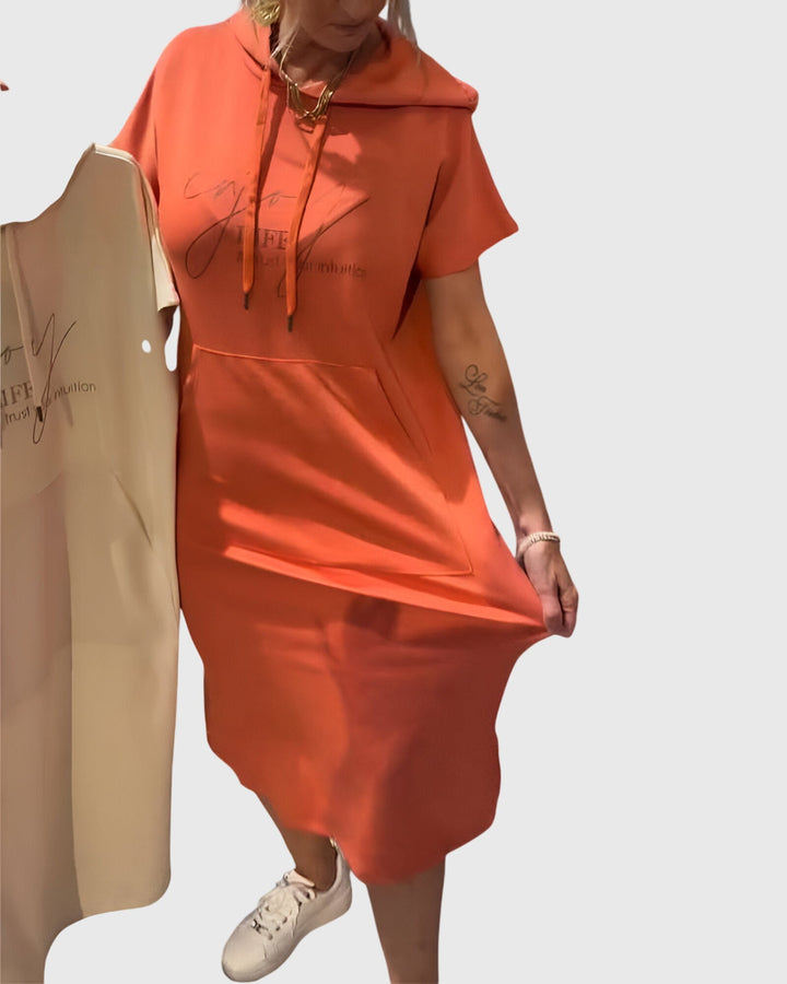 Audreen | Casual Hooded Midi Dress