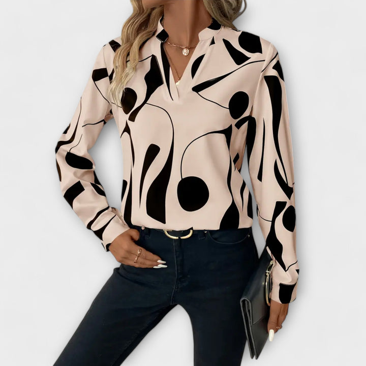 Dinara | Split Neck Abstract Blouse