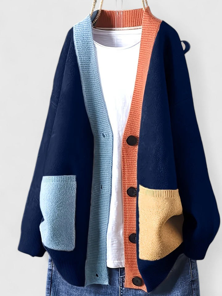 Isabela | Colorblock Oversized Cardigan with Pockets