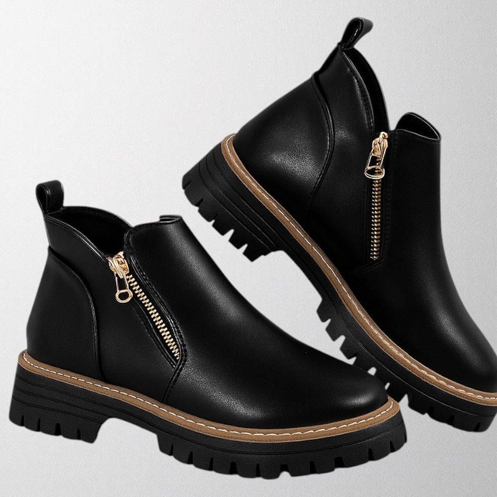 Trista | Black Side Zip Chelsea Boots Platform