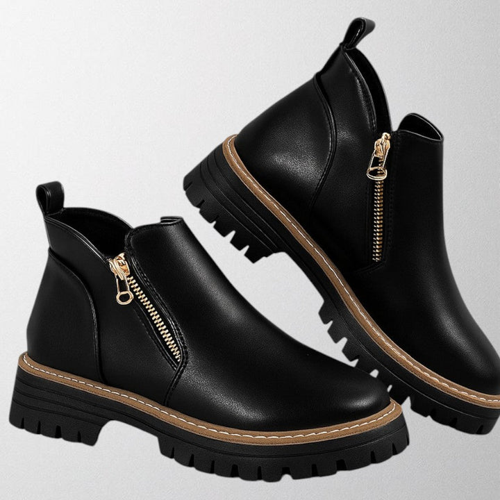 Trista | Black Side Zip Chelsea Boots Platform