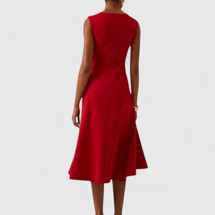 Fiorella | Asymmetrical Ruffle Midi Dress Sleeveless