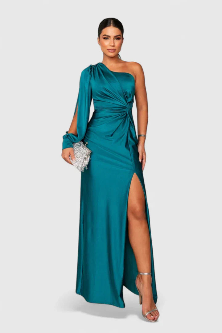 Ottoline | One-Shoulder Satin Maxi Dress with Slit