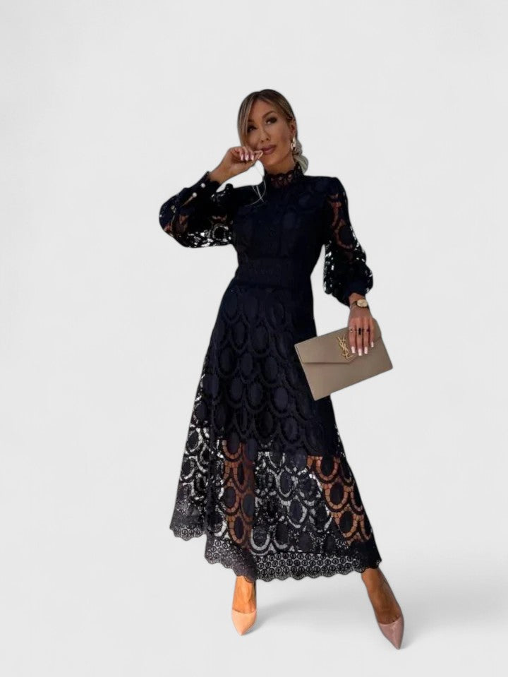 Theodosia | Lace Maxi Dress with High Neck
