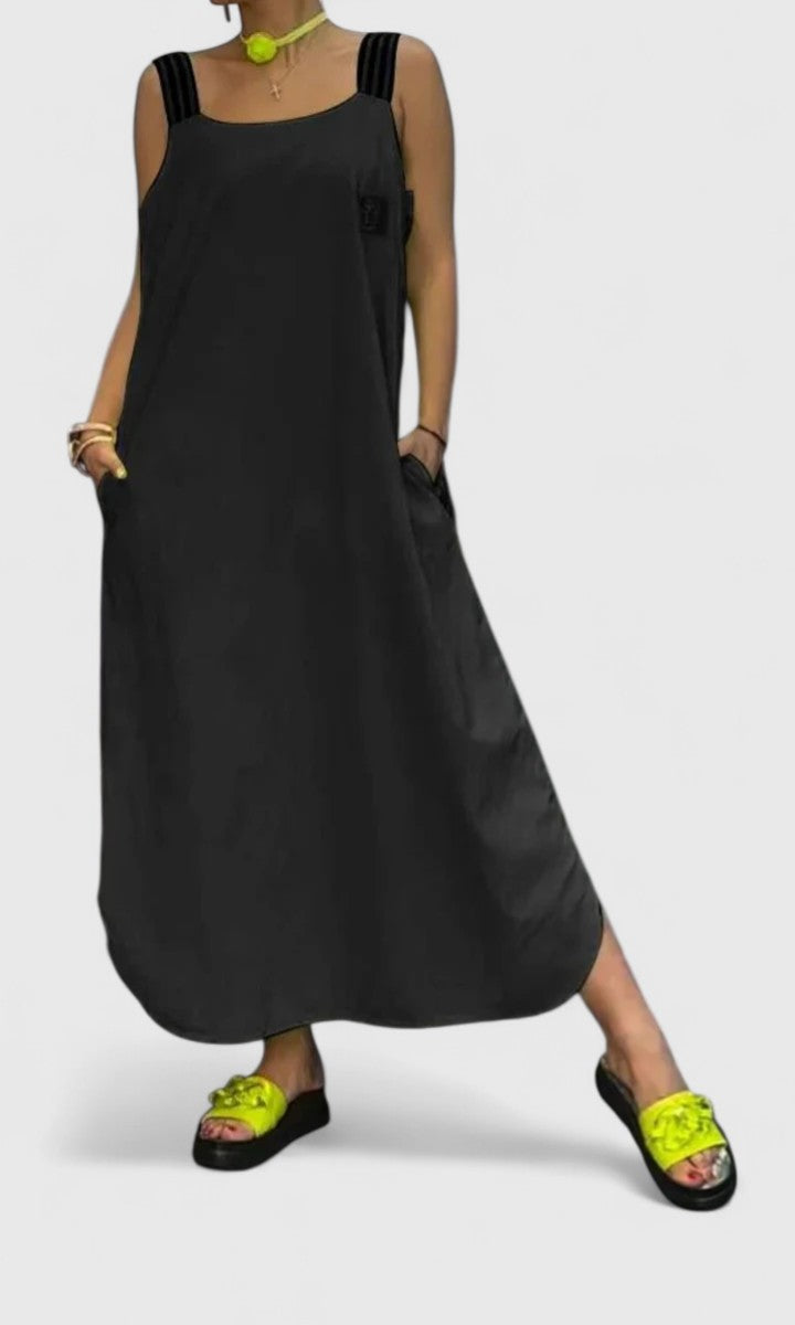 Remi | Striped Suspender Midi Dress