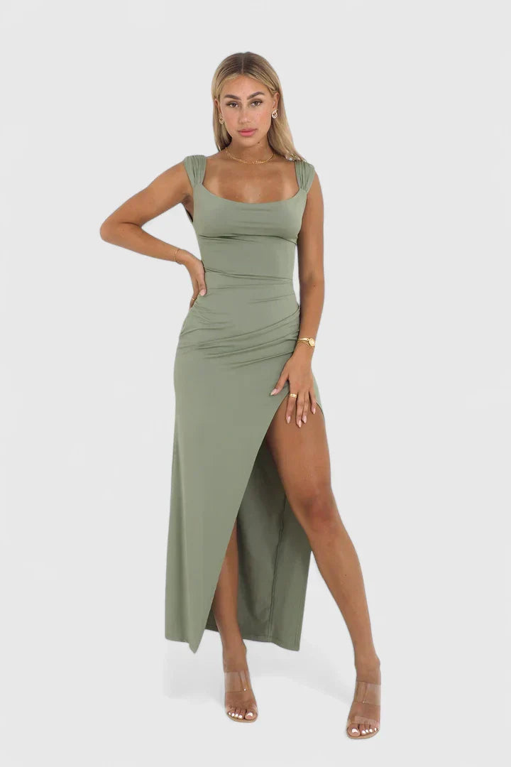 Marnie-Rose | Sage Green Cowl Neck Maxi Dress