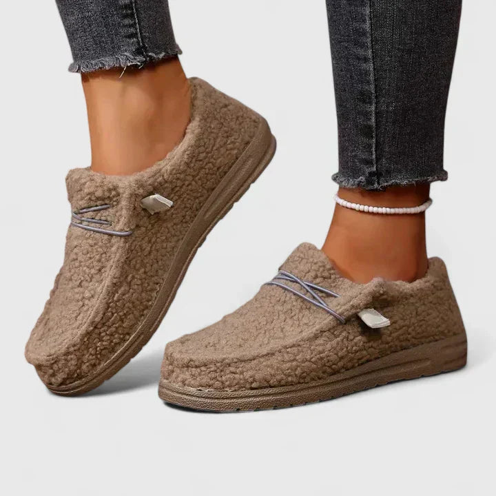 Pearl | Fleece Slip-On Loafers with Lace