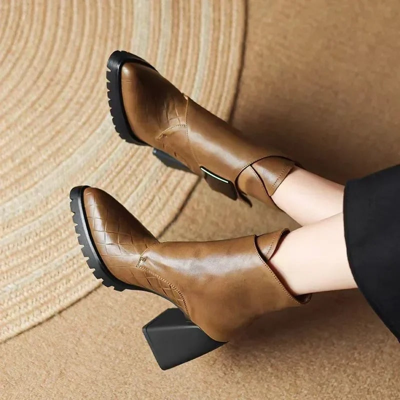 Ulrike | Block Heel Ankle Boots with Buckle