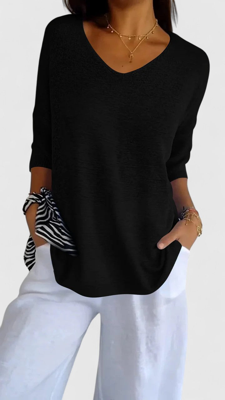 Eleonora | V-Neck 3/4 Sleeve Tunic Top