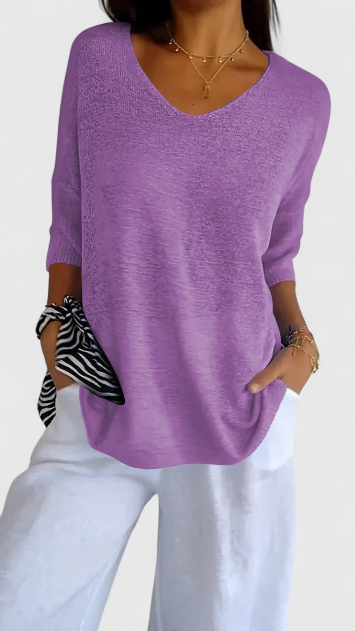 Eleonora | V-Neck 3/4 Sleeve Tunic Top