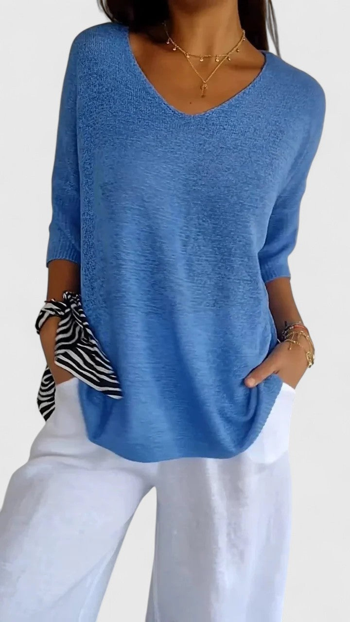 Eleonora | V-Neck 3/4 Sleeve Tunic Top