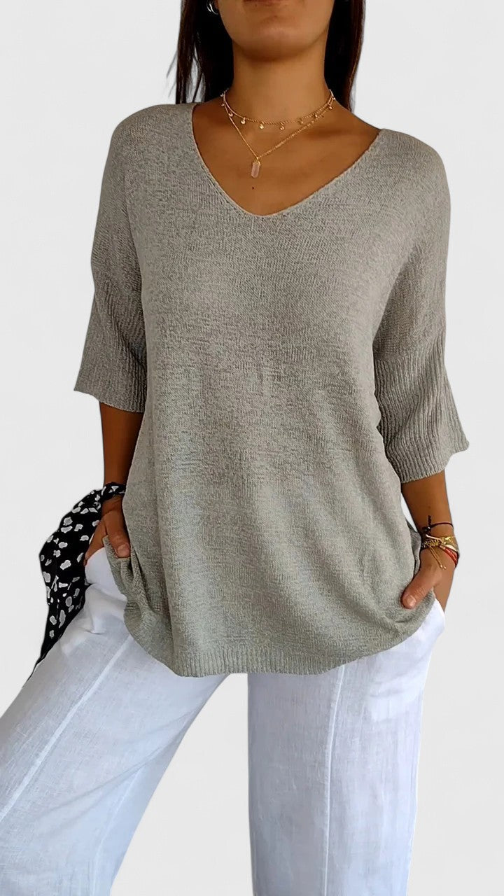 Eleonora | V-Neck 3/4 Sleeve Tunic Top