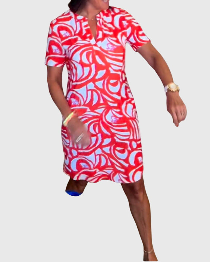 Yvaine | Abstract Print Shirt Dress with Pockets