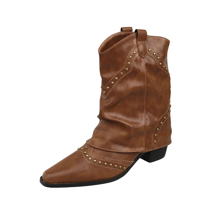 Nives | Slouch Western Boots with Studs