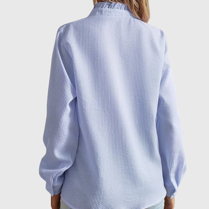 Kathryn | Ruffle Button-Up Blouse Long Sleeve