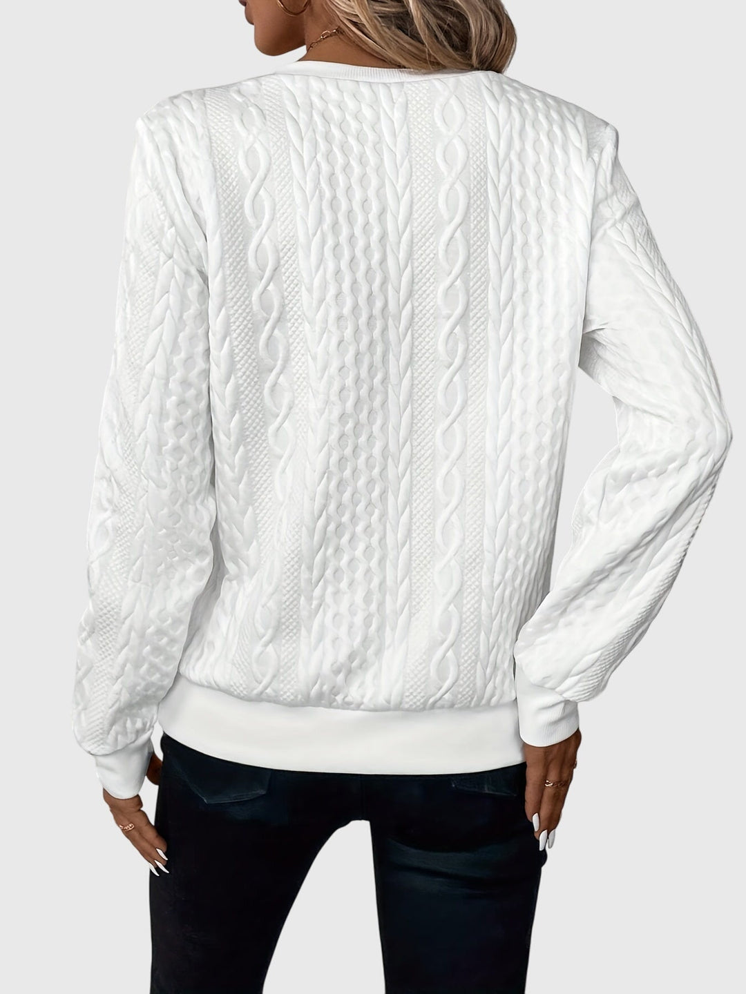 Leslie | Cable Knit Quarter Zip Sweater Pullover