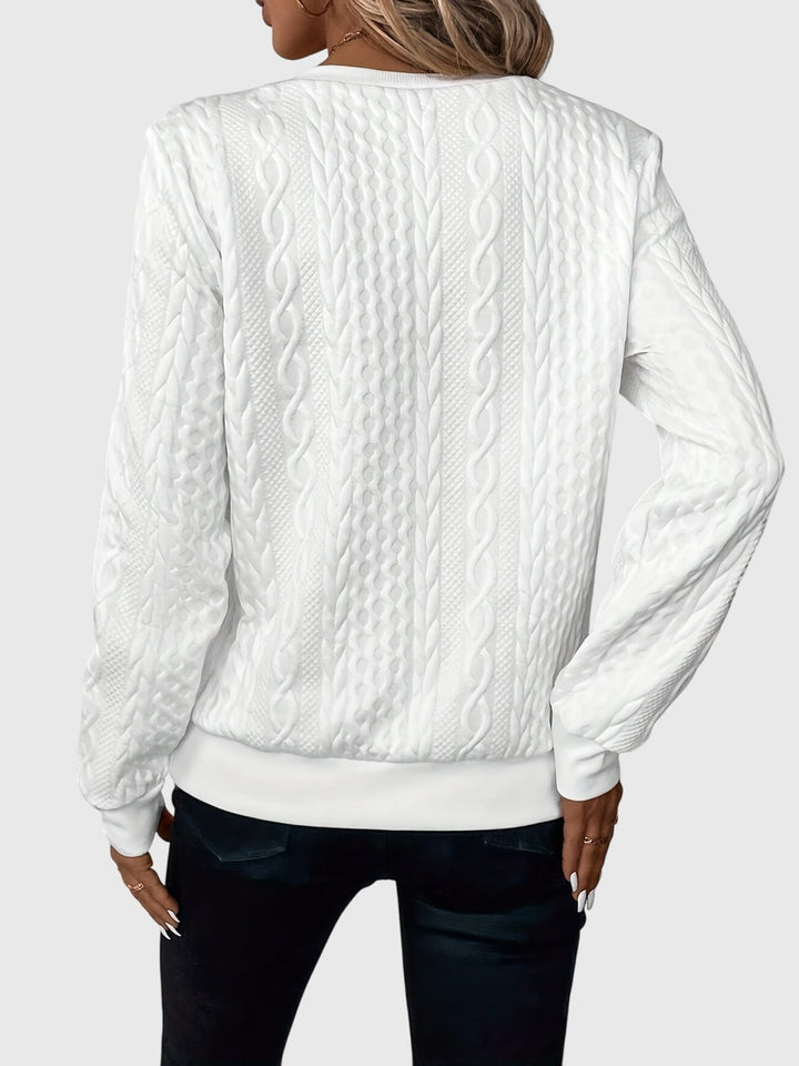 Leslie | Cable Knit Quarter Zip Sweater Pullover