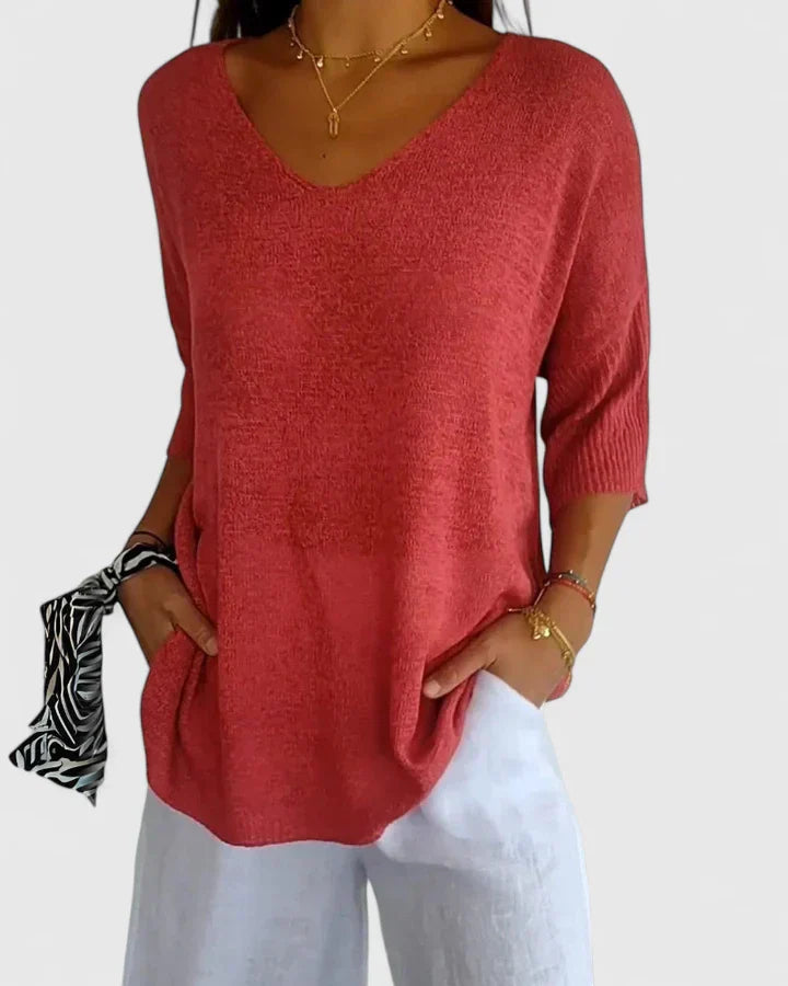 Zenaida | V-Neck 3/4 Sleeve Women Tops